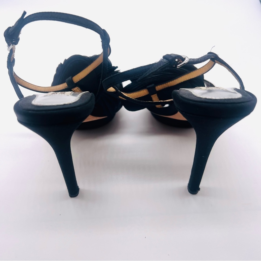 BADGLEY MISCHKA Black Satin Floral Platform Heels Size 7.5 - Picture 8 of 14